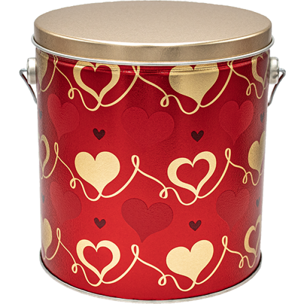 Red & Gold Hearts Tin  - 1 Gallon